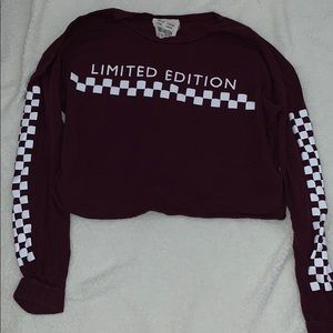 Maroon, long sleeve, crop top